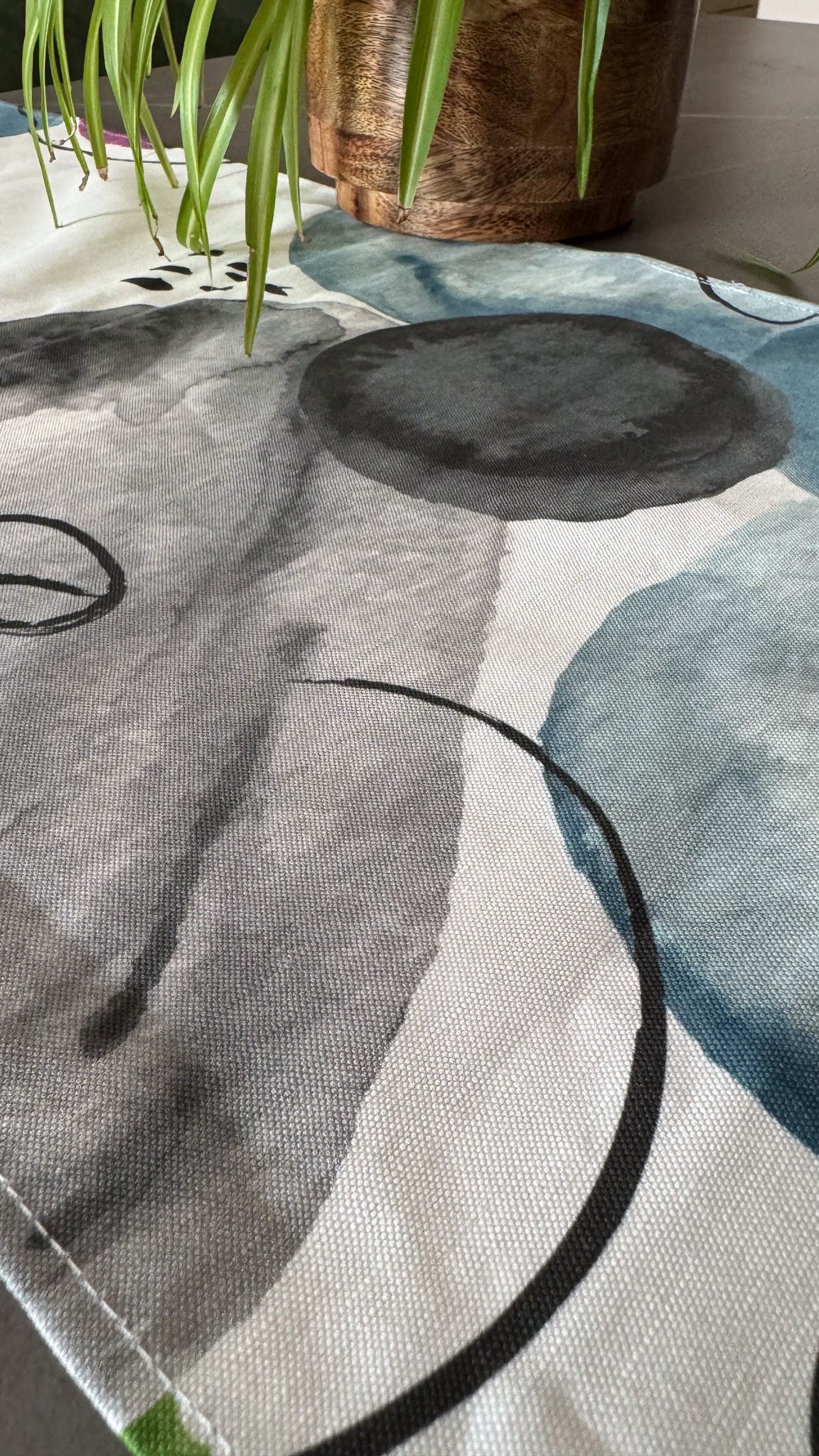 Abstract Watercolor Linen Canvas Runner – 200x34 cm