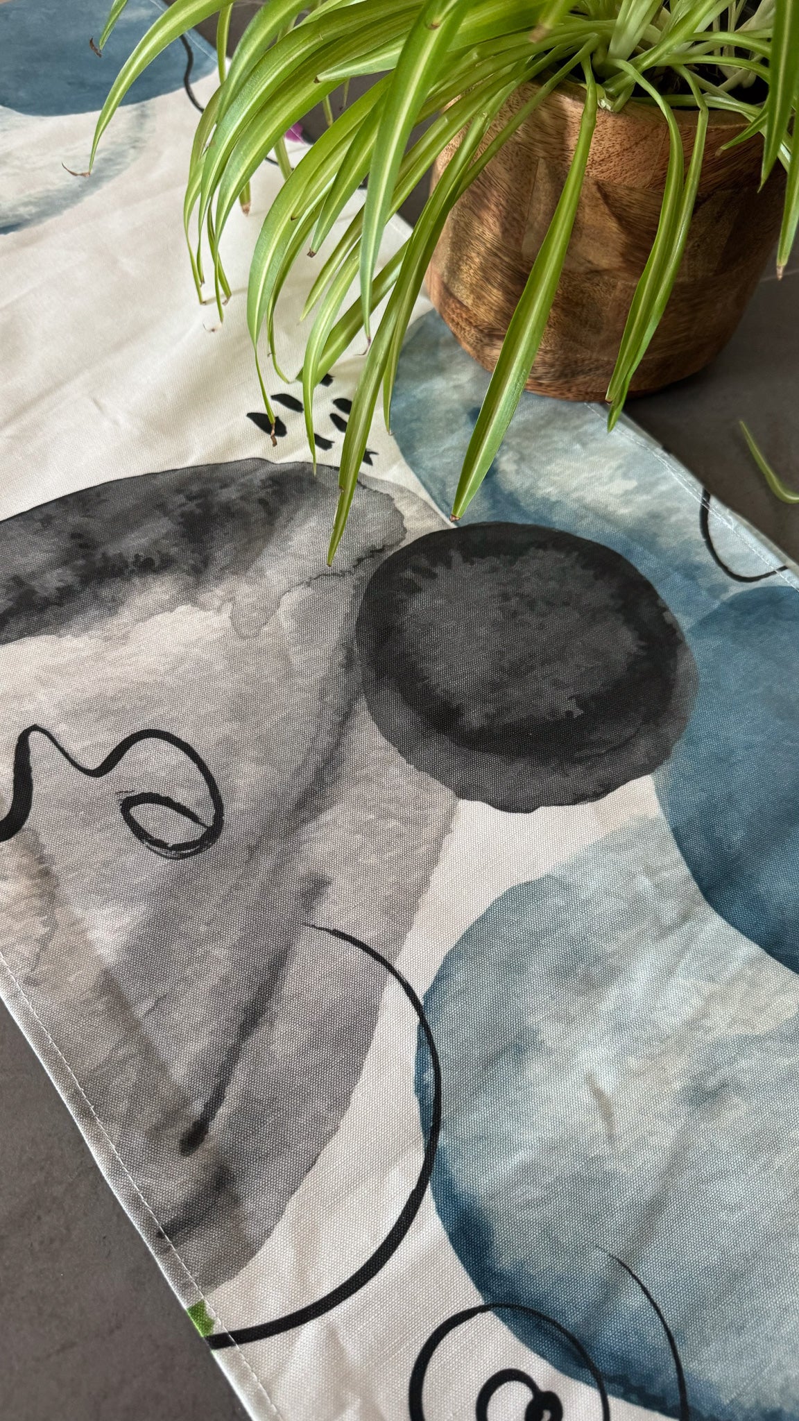 Abstract Watercolor Linen Canvas Runner – 200x34 cm