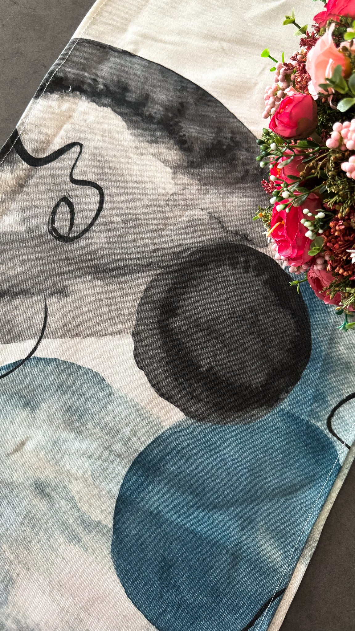 Abstract Watercolor Linen Canvas Runner – 200x34 cm