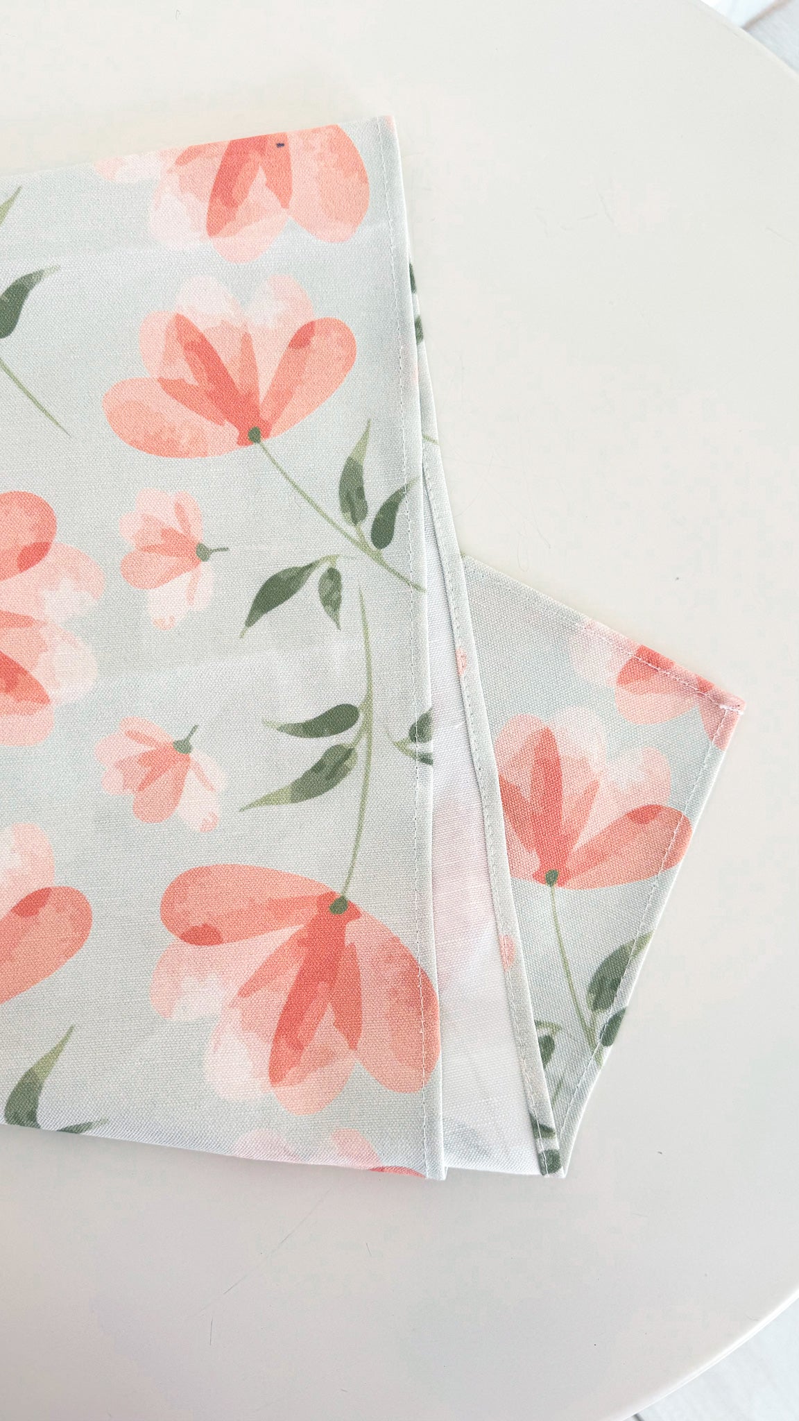 Orange Floral Linen Canvas Runner 100×34 cm.