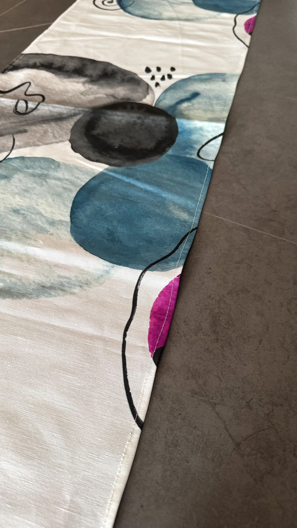 Abstract Watercolor Linen Canvas Runner – 200x34 cm