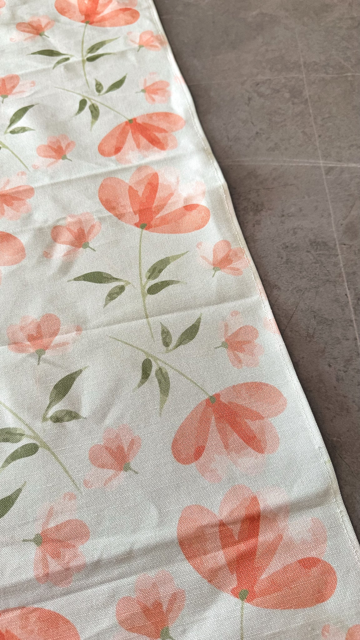 Orange Floral Linen Canvas Runner 100×34 cm.