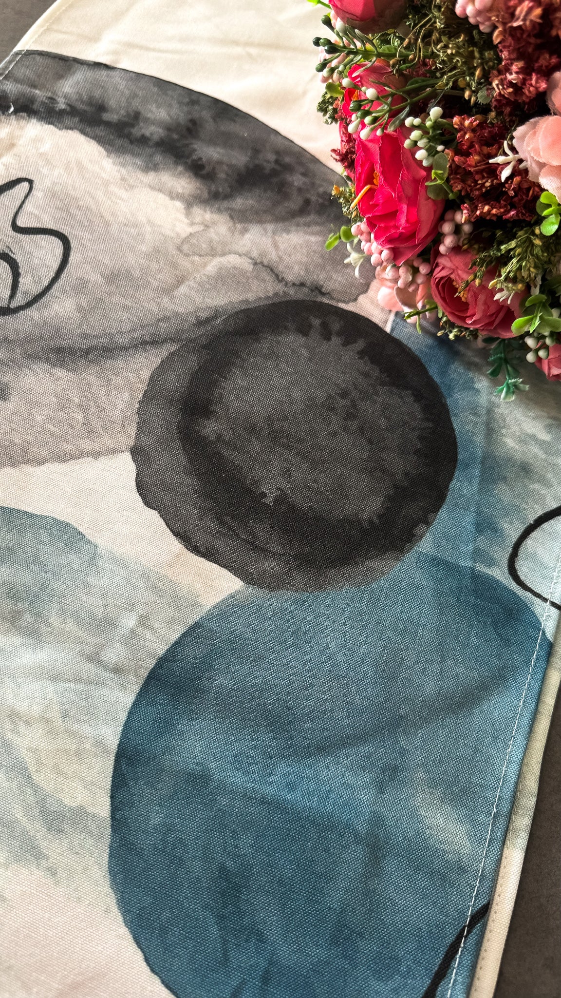 Abstract Watercolor Linen Canvas Runner – 200x34 cm