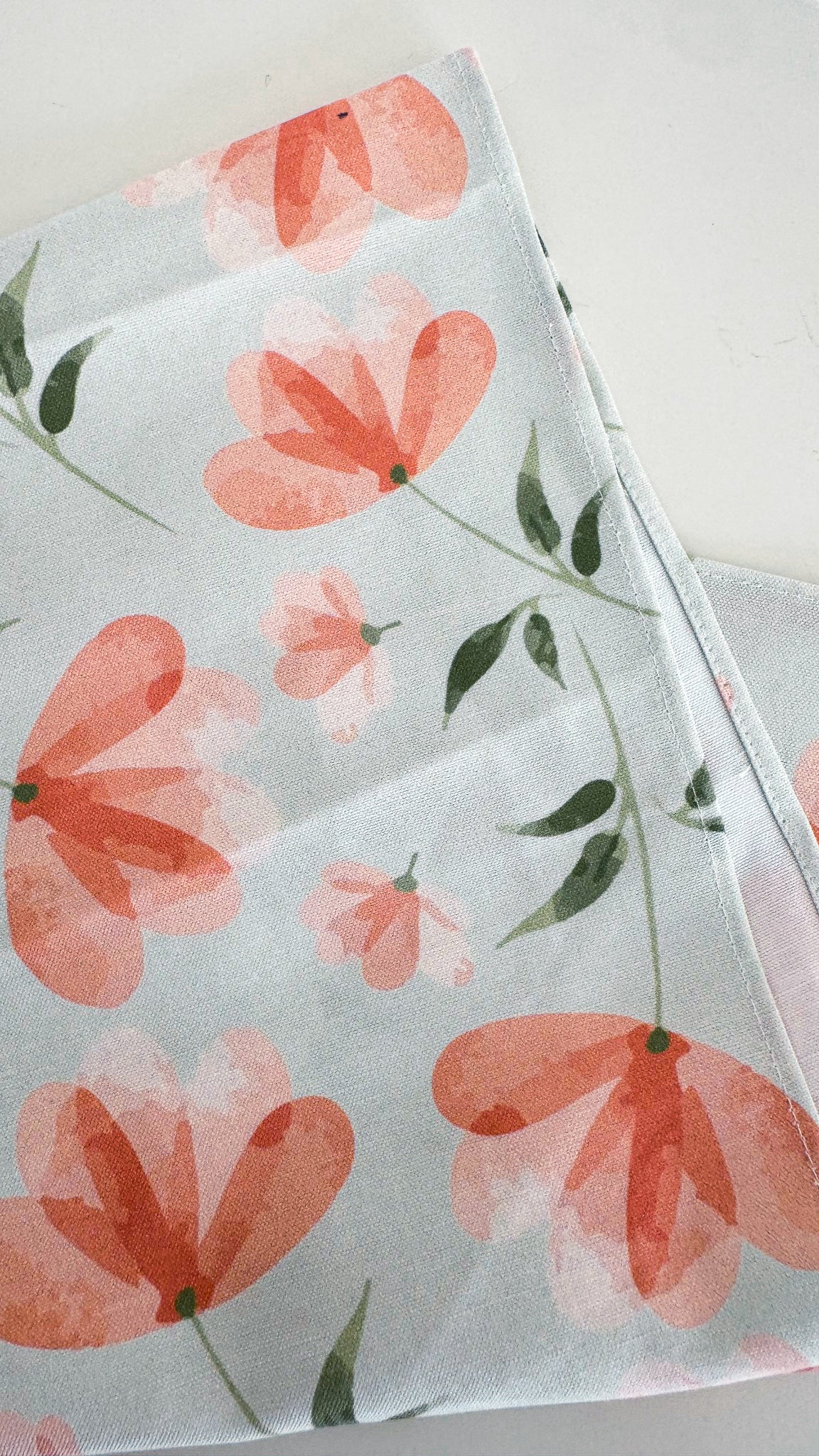 Orange Floral Linen Canvas Runner 100×34 cm.