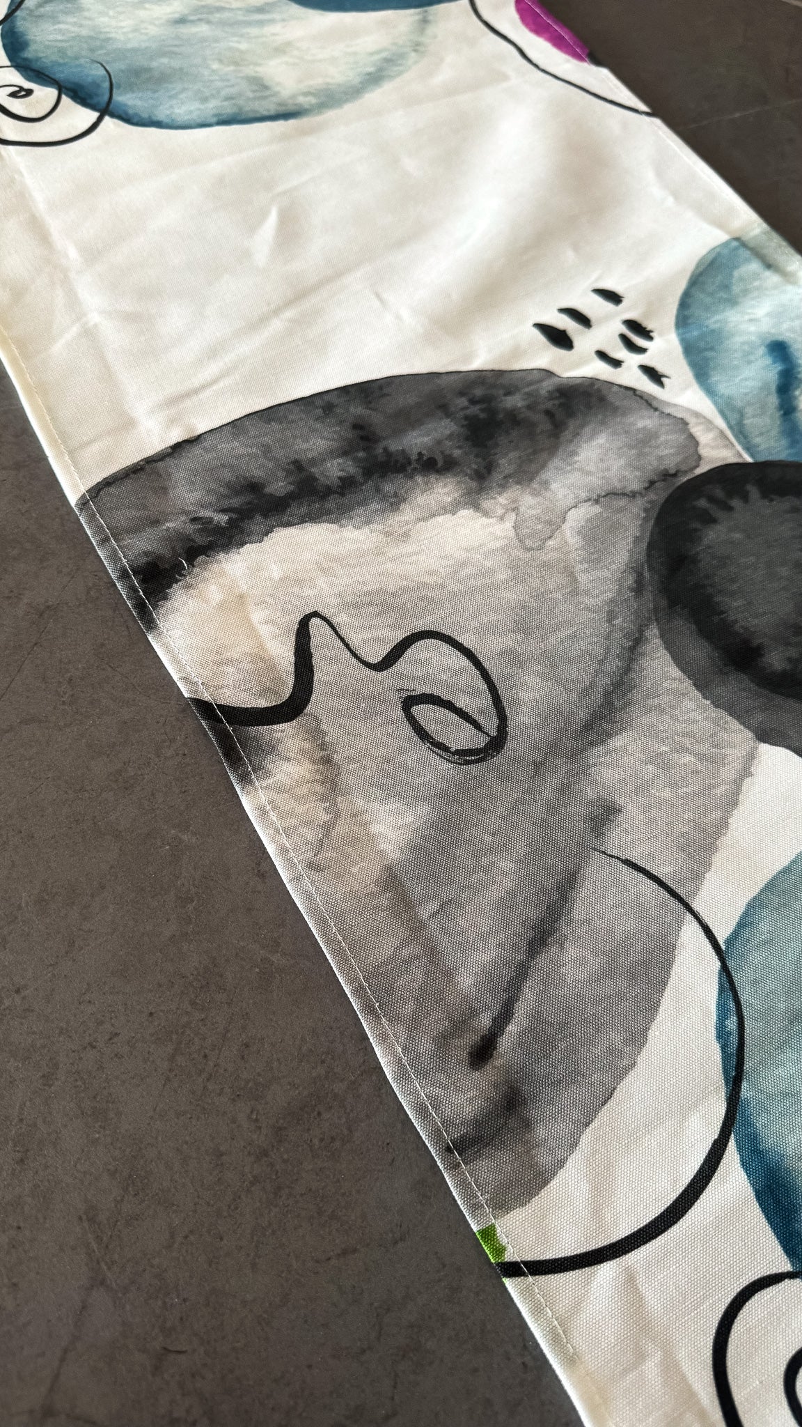 Abstract Watercolor Linen Canvas Runner – 200x34 cm