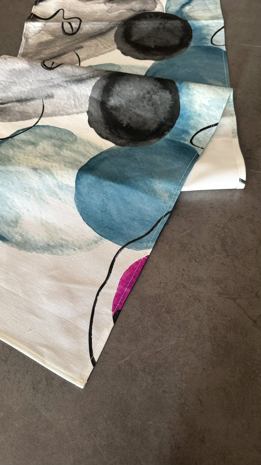 Abstract Watercolor Linen Canvas Runner – 200x34 cm