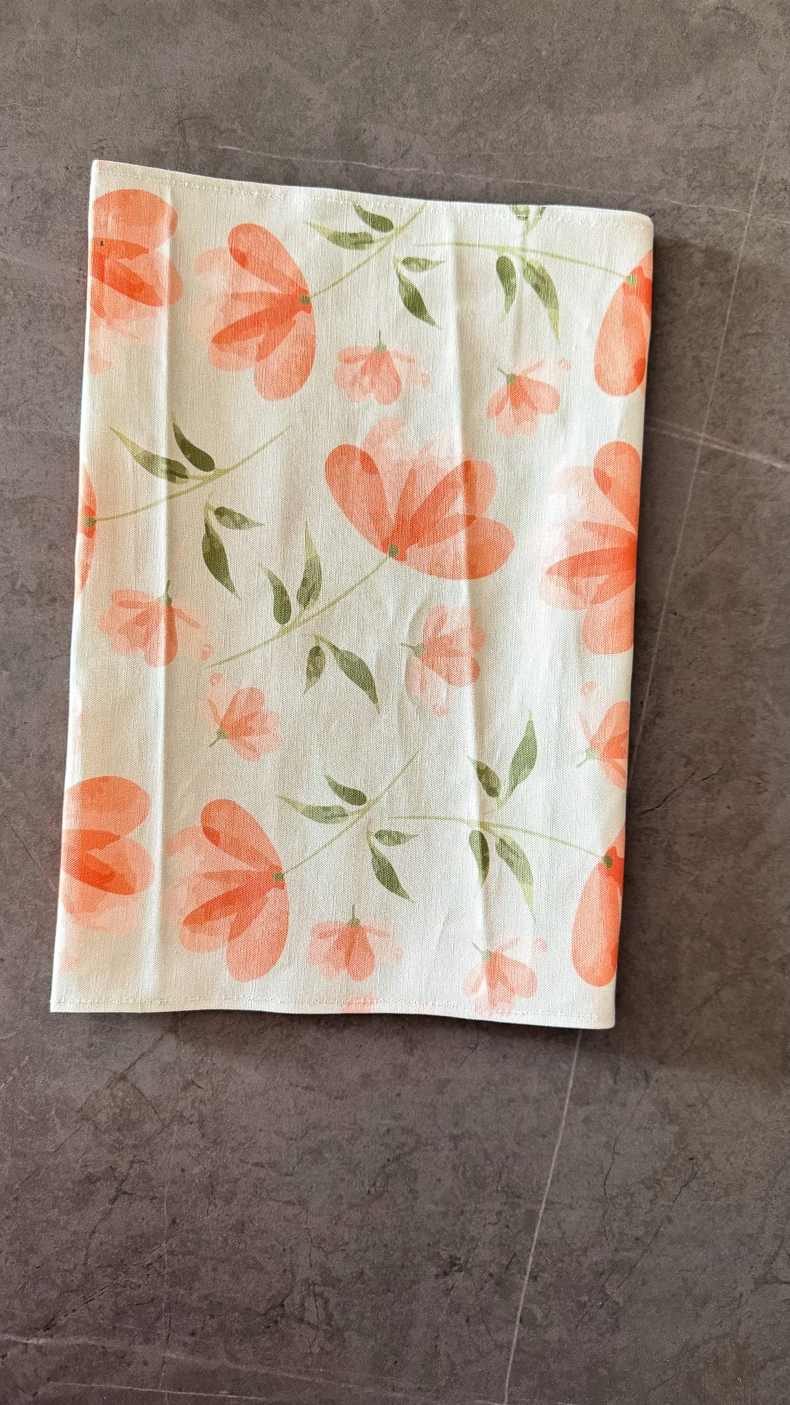 Orange Floral Linen Canvas Runner 100×34 cm.