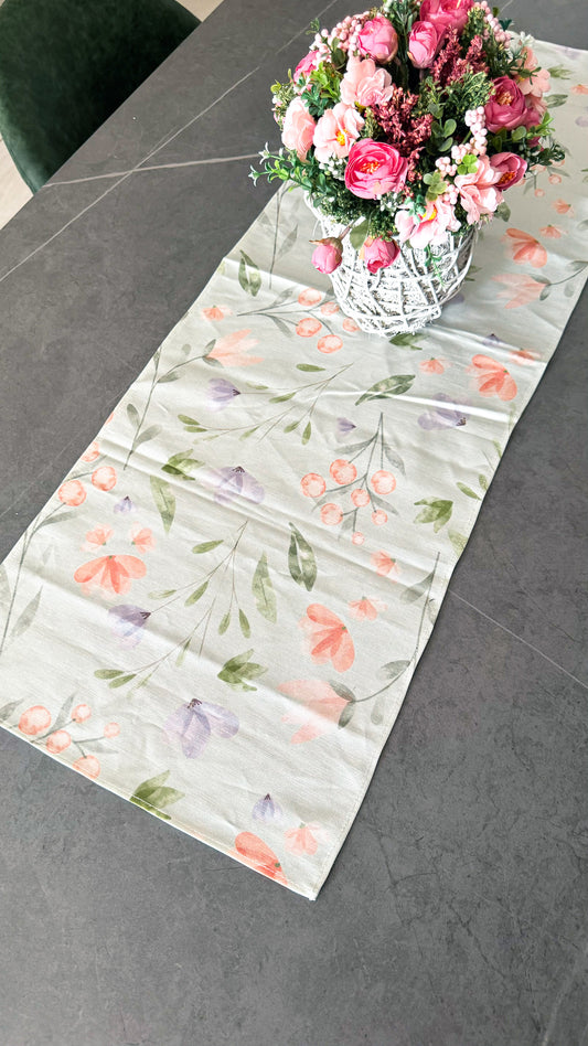 Mixed Floral Linen Canvas Runner 100×34 cm.
