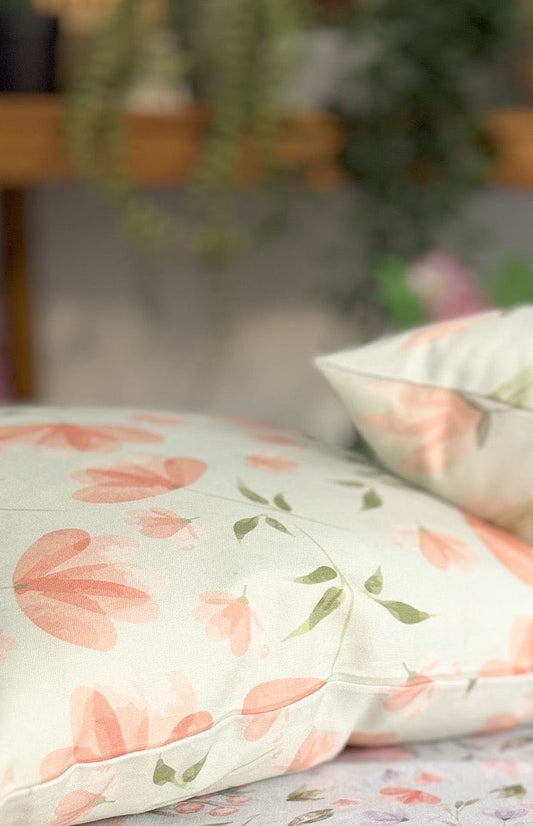 Orange Flower Cushion Linen 50x50 cm