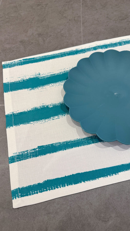 Teal Brush Strokes Canvas Placemats