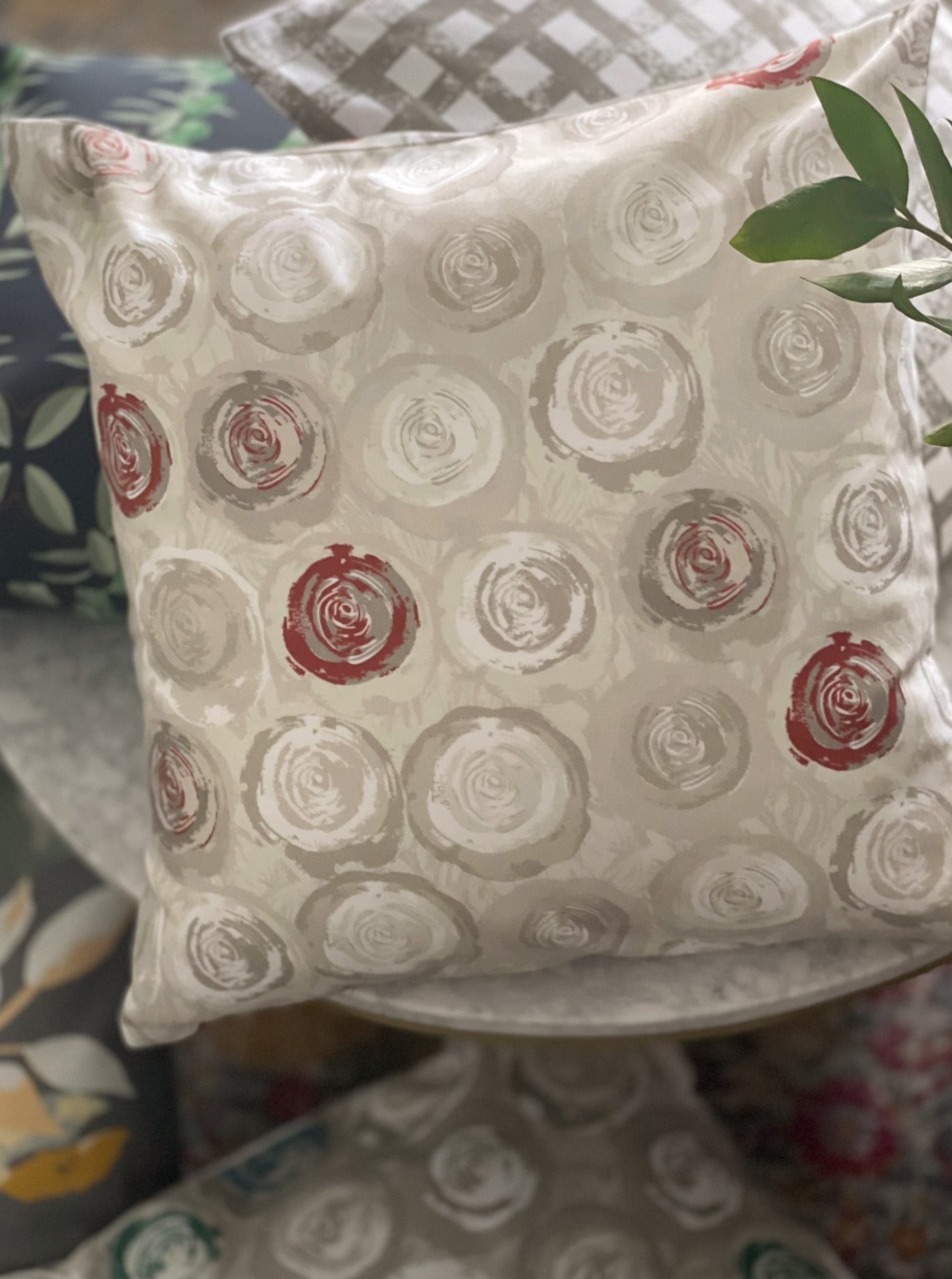 Abstract Roses Linen Cushion 50x50 cm