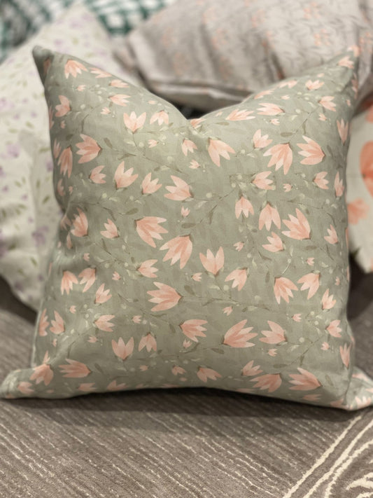 Pink Tulips Cushion Linen 50x50 cm