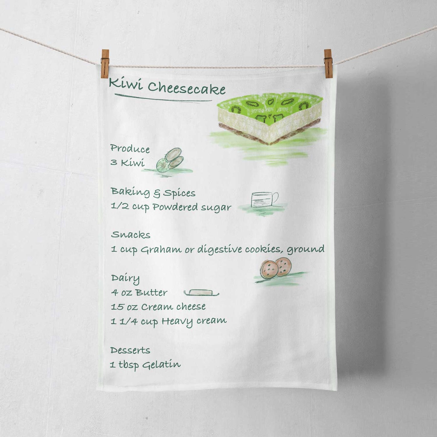 Kiwi cheesecake Tea Towel