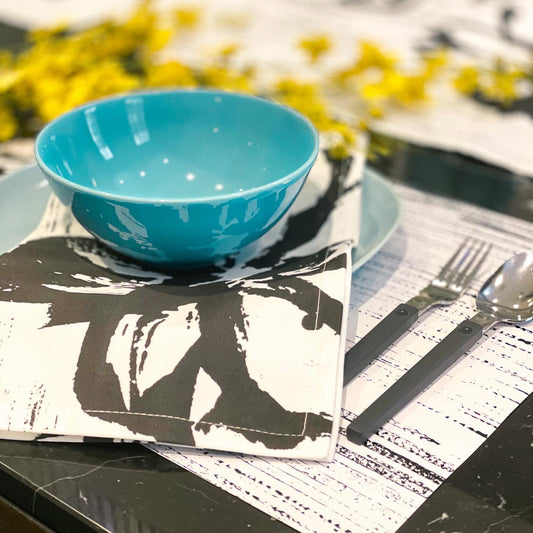 Napkins+ Paper Placemat B&W flower