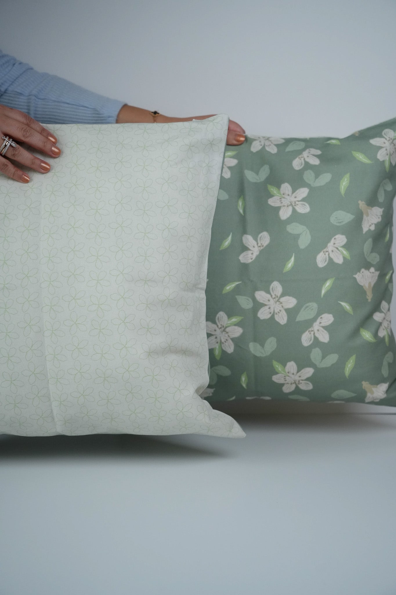 Kiwi Flowers Mint Green Cushion 50x50cm