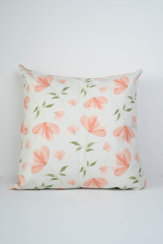 Orange Flower Cushion  Linen 50x50 cm