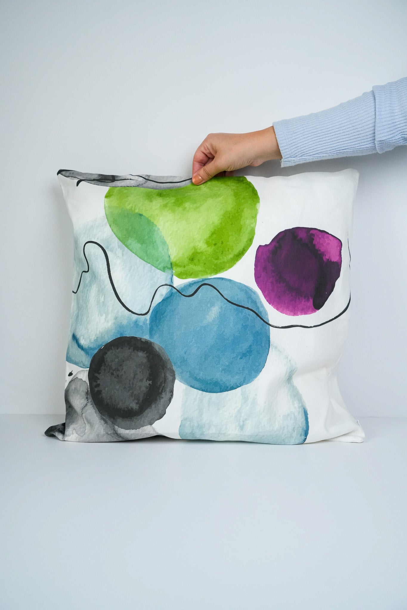 Abstract Watercolour Cushion Linen 50x50 cm