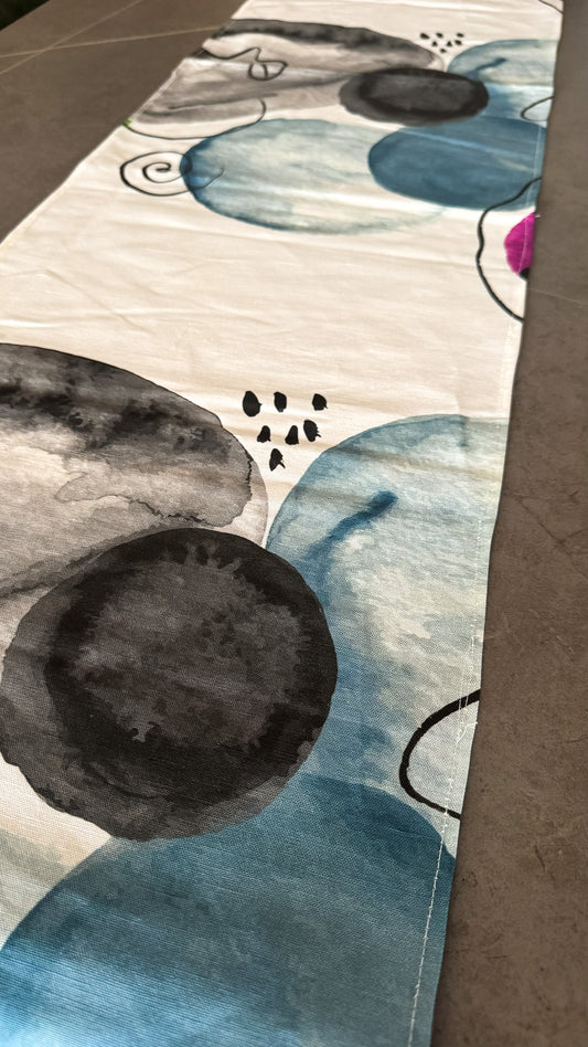 Abstract Watercolor Linen Canvas Runner – 200x34 cm