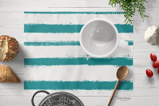 Teal Brush Strokes Canvas Placemats